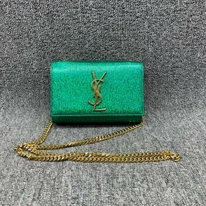 Yves Saint Laurent Green Crossbody Bag with Gold Chain